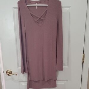 Free People Dusty Rose Tunic with Cross Detail